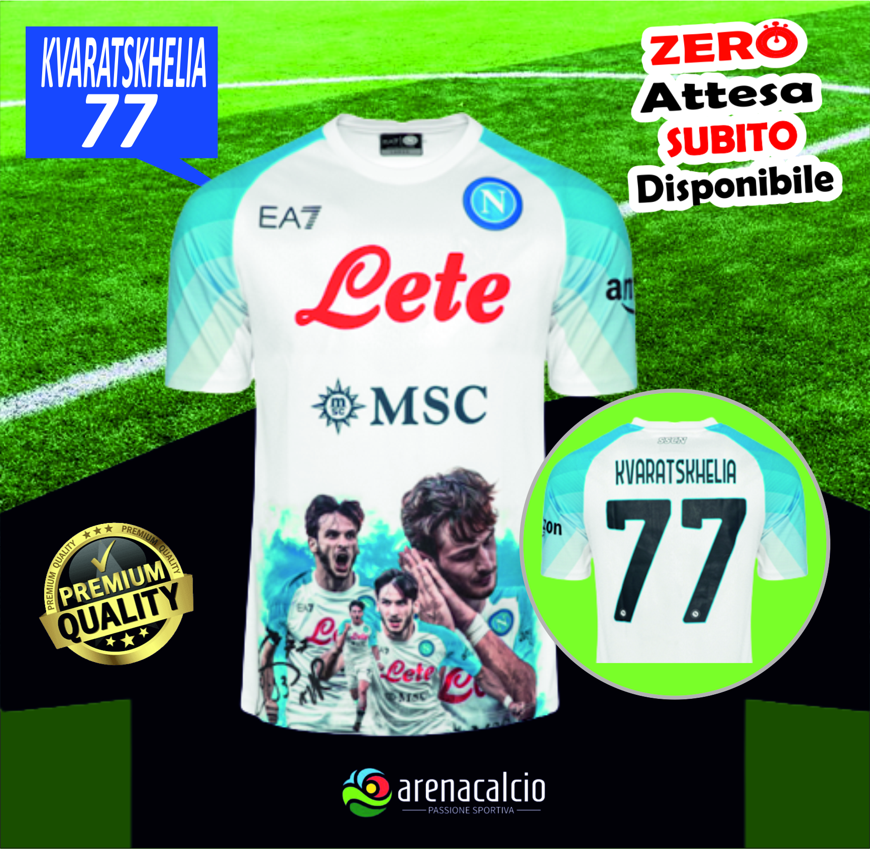 Maglia Napoli FACE GAME 2022-23 KVARATSKHELIA 77 Home